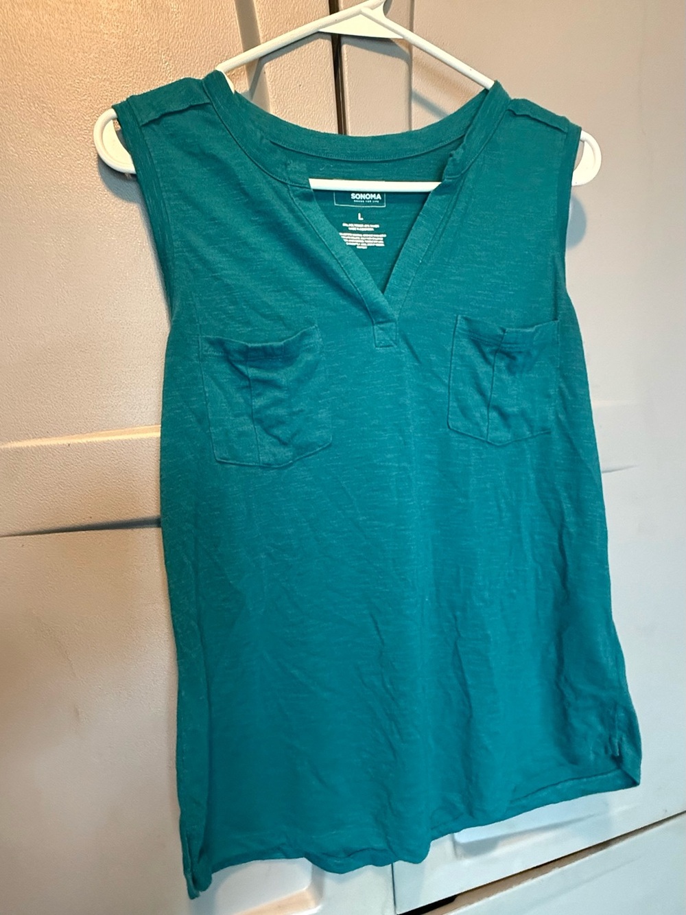 Sonoma Teal Sleeveless V-Neck Pocket Tank
